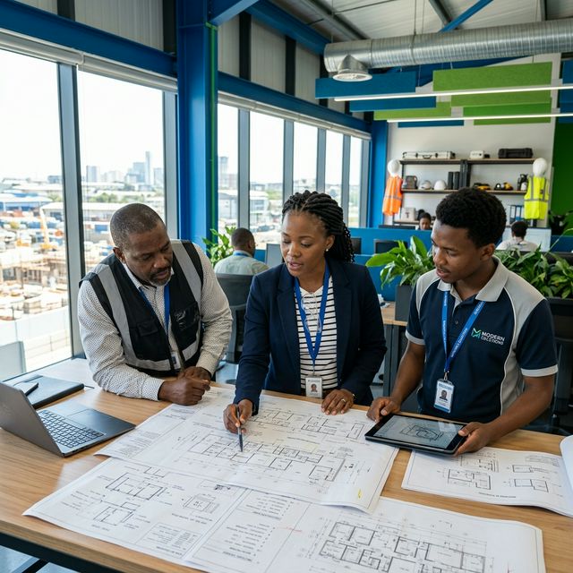 La Trève Group Team reviewing engineering plans